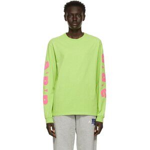 Awake NY Block Out Logo Long Sleeve T-Shirt Size M Mens Green $70